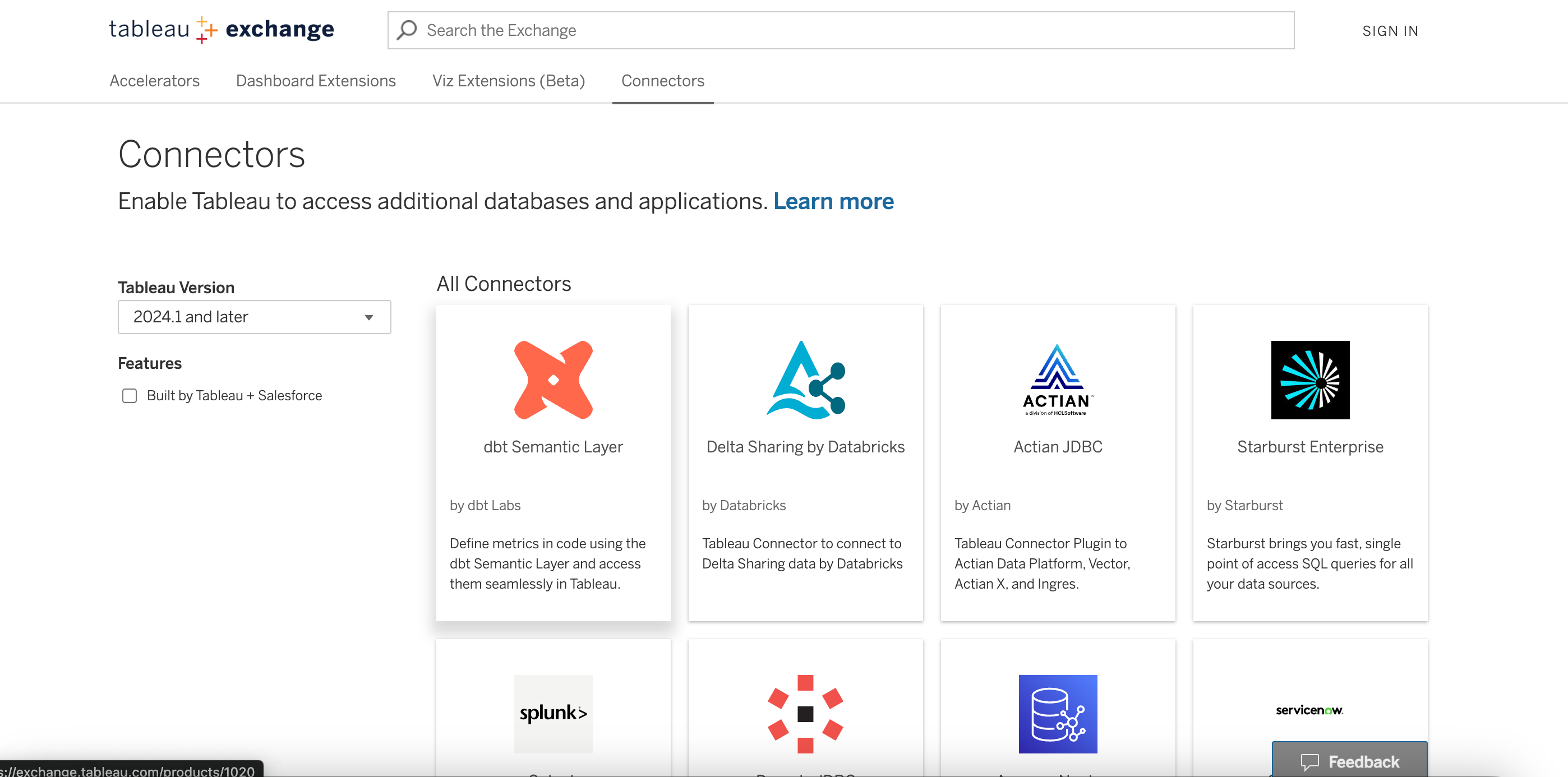 Find and install dbt Cloud on the Tableau Exchange